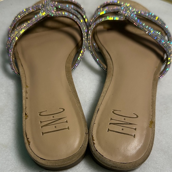 INC International Concepts Women's Sandals with Tan and Rhinestone Cross Straps - Picture 2 of 6